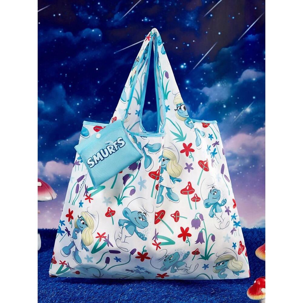 Smurfs Smurfette Reusable Foldable Eco Shopping Tote Bag w/Pouch